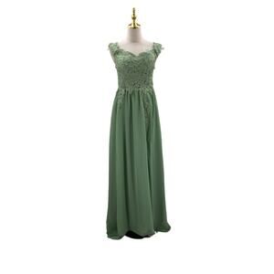MOTHER OF THE BRIDE SZ 4 S green off shoulder embroidered maxi dress NEW B44